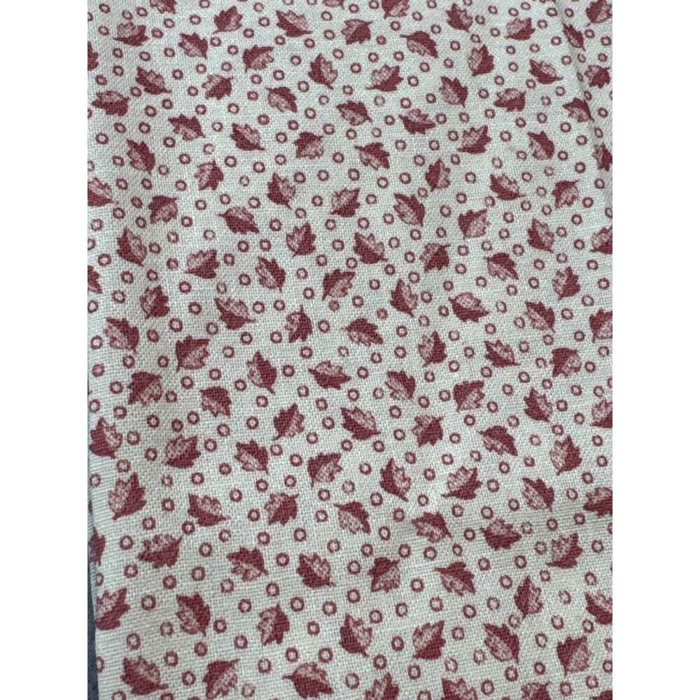 Vintage Fabric Swatch Red Leaf & Dot Pattern 16x18" Cotton Sewing Material Craft